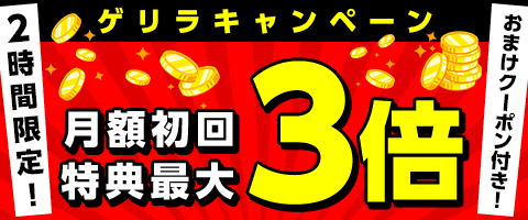 2時間限定!月額登録がお得!