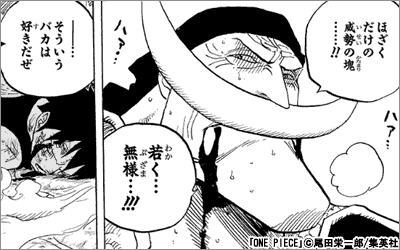 ONE PIECE ほざくだけの威勢の塊……!!若く…無様…!!!<br>――…そういうバカは好きだぜ。