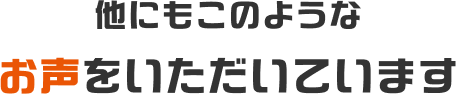 他にもこのようなお声をいただいています