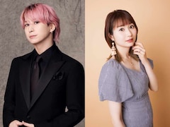 左から佐久間大介、戸松遥。