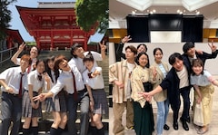左がかるたの聖地・近江神宮でかつて撮影された写真、右がそれを再現した写真